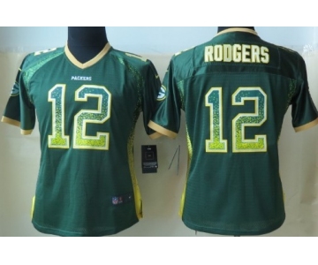 Nike Green Bay Packers #12 Aaron Rodgers Drift Fashion Green Womens Jersey