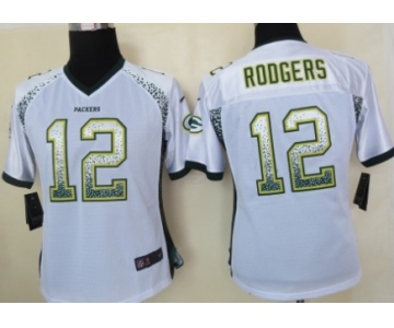 Nike Green Bay Packers #12 Aaron Rodgers Drift Fashion White Womens Jersey