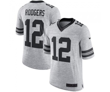 Nike Green Bay Packers #12 Aaron Rodgers Gray Men's Stitched NFL Limited Gridiron Gray II Jersey