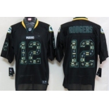 Nike Green Bay Packers #12 Aaron Rodgers Lights Out Black Ornamented Elite Jersey