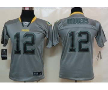 Nike Green Bay Packers #12 Aaron Rodgers Lights Out Gray Kids Jersey