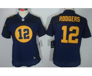 Nike Green Bay Packers #12 Aaron Rodgers Navy Blue Limited Womens Jersey