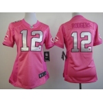 Nike Green Bay Packers #12 Aaron Rodgers Pink Love Womens Jersey