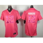 Nike Green Bay Packers #12 Aaron Rodgers Pink Sweetheart Diamond Womens Jersey