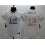 Nike Green Bay Packers #12 Aaron Rodgers Platinum White Limited Womens Jersey