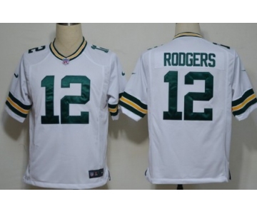 Nike Green Bay Packers #12 Aaron Rodgers White Game Jersey