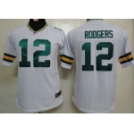 Nike Green Bay Packers #12 Aaron Rodgers White Game Kids Jersey