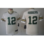 Nike Green Bay Packers #12 Aaron Rodgers White Limited Kids Jersey