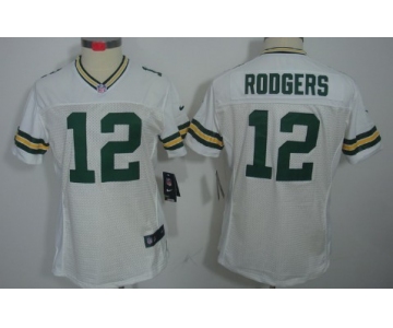 Nike Green Bay Packers #12 Aaron Rodgers White Limited Womens Jersey