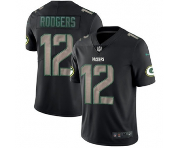 Nike Packers 12 Aaron Rodgers Black Vapor Impact Limited Jersey