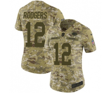 Nike Packers #12 Aaron Rodgers Camo Women's Stitched NFL Limited 2018 Salute to Service Jersey