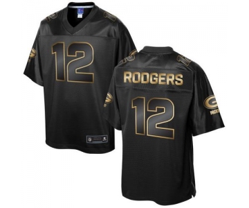 Nike Packers #12 Aaron Rodgers Pro Line Black Gold Collection Men's Stitched NFL Game Jersey