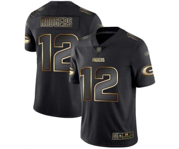 Packers #12 Aaron Rodgers Black Gold Men's Stitched Football Vapor Untouchable Limited Jersey