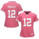 Women's Green Bay Packers #12 Aaron Rodgers Pink Bubble Gum 2015 NFL Jersey