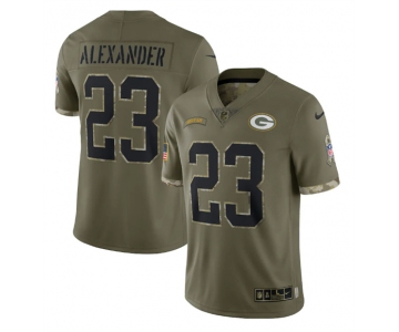 Men's Green Bay Packers #23 Jaire Alexander 2022 Olive Salute To Service Limited Stitched Jersey