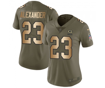 Nike Packers #23 Jaire Alexander Olive Gold Women's Stitched NFL Limited 2017 Salute to Service Jersey