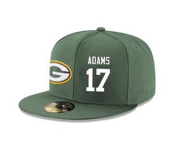 Green Bay Packers #17 Davante Adams Snapback Cap NFL Player Green with White Number Stitched Hat