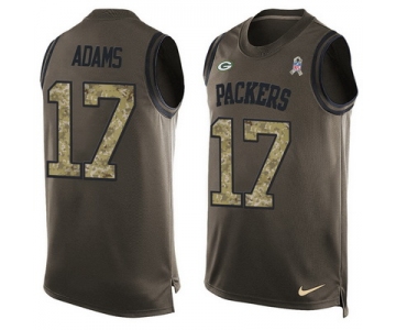 Men's Green Bay Packers #17 Davante Adams Green Salute to Service Hot Pressing Player Name & Number Nike NFL Tank Top Jersey