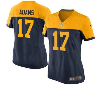 Women's Green Bay Packers #17 Davante Adams Navy Blue With Gold NFL Nike Game Jersey