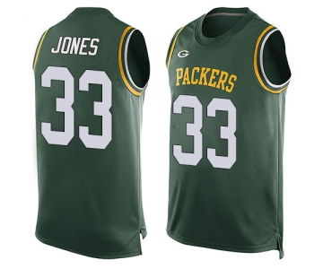 Aaron Jones Men's Green Limited Jersey #33 Football Green Bay Packers Player Name & Number Tank Top