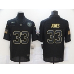 Men's Green Bay Packers #33 Aaron Jones Black 2020 Salute To Service Stitched NFL Nike Limited Jersey