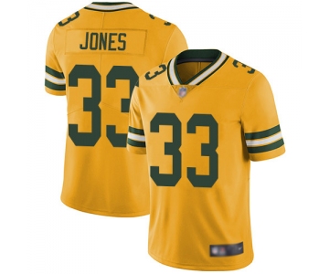 Men's Green Bay Packers #33 Aaron Jones Gold Limited Rush Vapor Untouchable Jersey