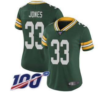 Nike Packers #33 Aaron Jones Green Team Color Women's Stitched NFL 100th Season Vapor Limited Jersey