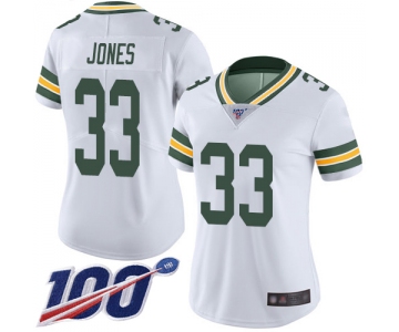 Nike Packers #33 Aaron Jones White Women's Stitched NFL 100th Season Vapor Limited Jersey