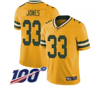 Nike Packers #33 Aaron Jones Yellow Men's Stitched NFL Limited Rush 100th Season Jersey