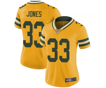 Women's Green Bay Packers #33 Aaron Jones Gold Limited Rush Vapor Untouchable Jersey