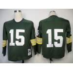 Green Bay Packers #15 Bart Starr Green Long-Sleeved Throwback Jersey