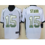 Nike Green Bay Packers #15 Bart Starr Drift Fashion White Elite Jersey