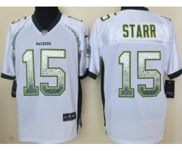 Nike Green Bay Packers #15 Bart Starr Drift Fashion White Elite Jersey