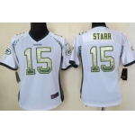 Nike Green Bay Packers #15 Bart Starr Drift Fashion White Womens Jersey