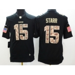 Nike Green Bay Packers #15 Bart Starr Salute to Service Black Limited Jersey