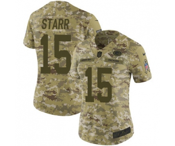 Nike Packers #15 Bart Starr Camo Women's Stitched NFL Limited 2018 Salute to Service Jersey