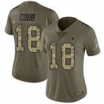 Cowboys #18 Randall Cobb Olive Camo Women's Stitched Football Limited 2017 Salute to Service Jersey