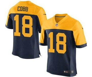 Green Bay Packers #18 Randall Cobb Navy Blue With Gold NFL Nike Elite Jersey