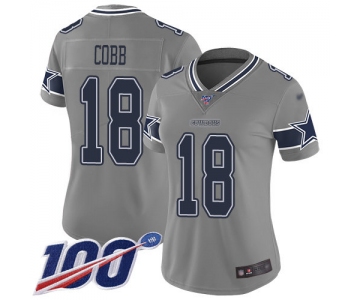 Nike Cowboys #18 Randall Cobb Gray Women's Stitched NFL Limited Inverted Legend 100th Season Jersey