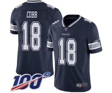 Nike Cowboys #18 Randall Cobb Navy Blue Team Color Men's Stitched NFL 100th Season Vapor Limited Jersey