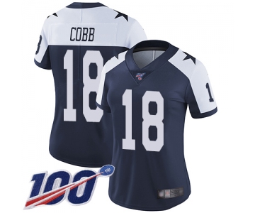 Nike Cowboys #18 Randall Cobb Navy Blue Thanksgiving Women's Stitched NFL 100th Season Vapor Throwback Limited Jersey