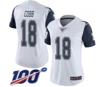 Nike Cowboys #18 Randall Cobb White Women's Stitched NFL Limited Rush 100th Season Jersey