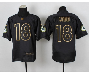 Nike Green Bay Packers #18 Randall Cobb 2014 All Black/Gold Elite Jersey