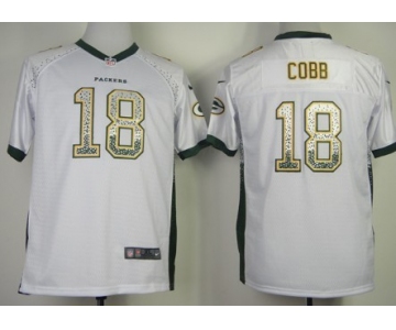 Nike Green Bay Packers #18 Randall Cobb Drift Fashion White Kids Jersey