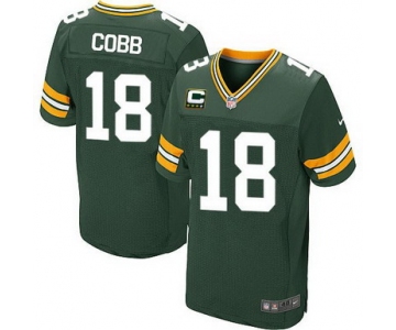 Nike Green Bay Packers #18 Randall Cobb Green C Patch Elite Jersey