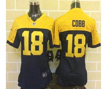 Women's Green Bay Packers #18 Randall Cobb Navy Blue With Gold NFL Nike Game Jersey