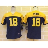 Youth Green Bay Packers #18 Randall Cobb Navy Blue Gold Alternate NFL Nike Game Jersey