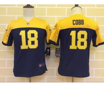 Youth Green Bay Packers #18 Randall Cobb Navy Blue Gold Alternate NFL Nike Game Jersey