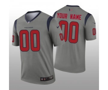 Men's Houston Texans Custom Gray Inverted Legend Jersey