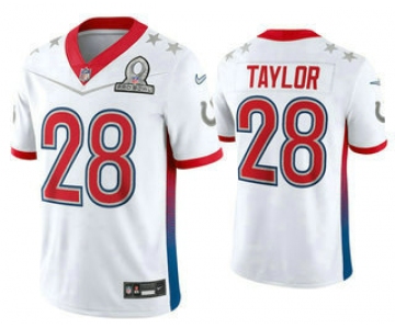 Men's Indianapolis Colts #28 Jonathan Taylor White 2022 Pro Bowl Vapor Untouchable Stitched Limited Jersey